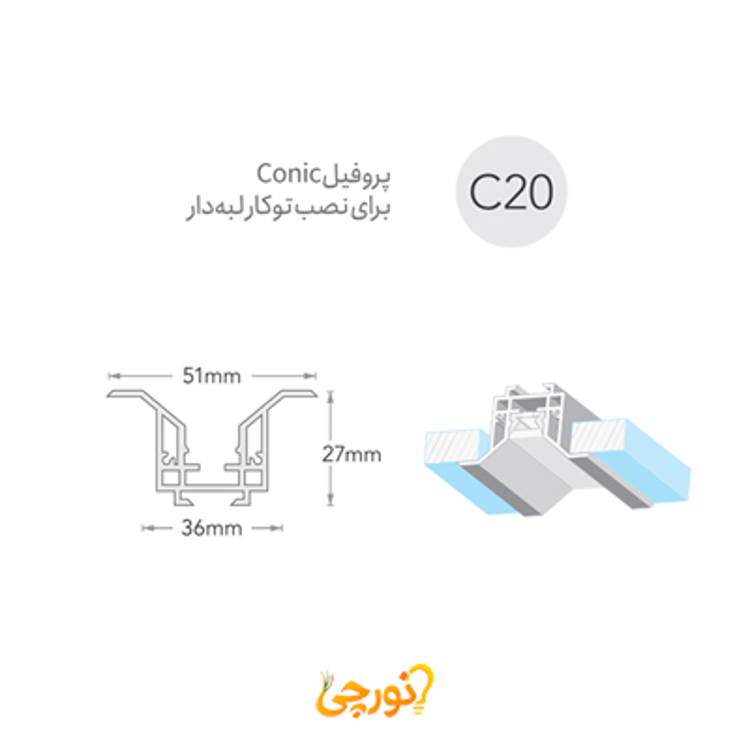 لاینر نوری سیلی فیت Conic توکار لبه دار لوپ لایت