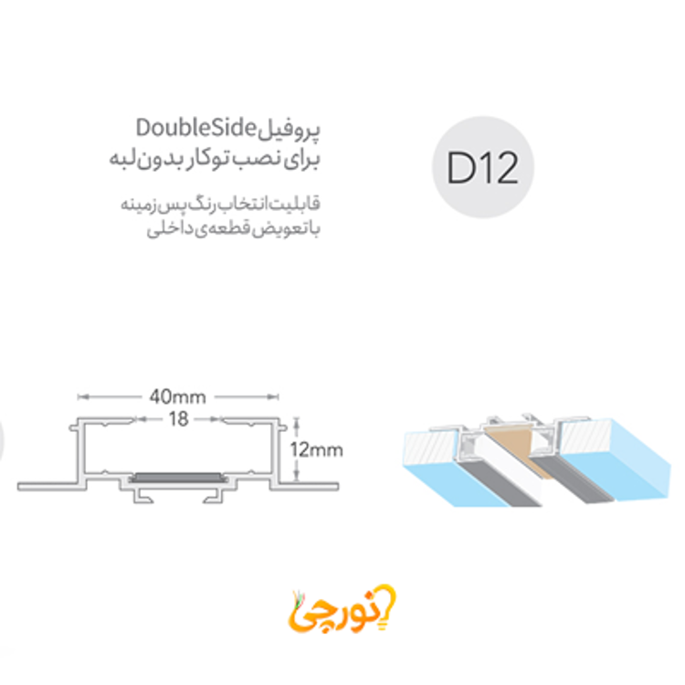  لاینر نوری سیلی فیت Double Side توکار بدون لبه لوپ لایت