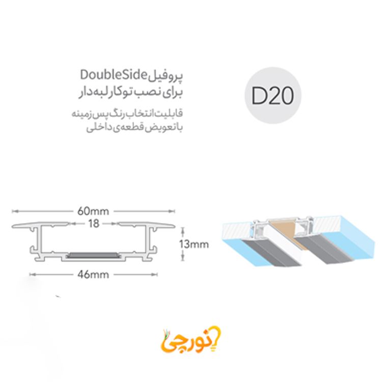 لاینر نوری سیلی فیت Double Side توکار لبه دار لوپ لایت