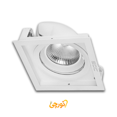 چراغ سقفی توکار گریل تکی بدنه سفید برش 16*16 سانت 32 وات EDC