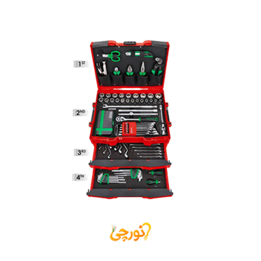 جعبه ابزار 134 پارچه قرمز تاپ‌تول
