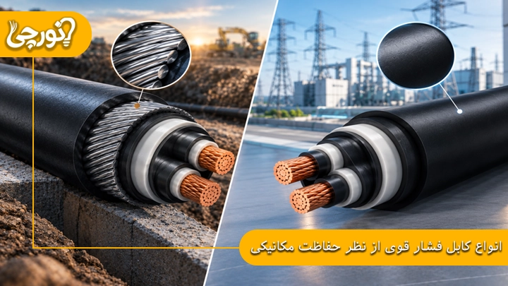 انواع کابل فشار قوی از نظر حفاظت مکانیکی