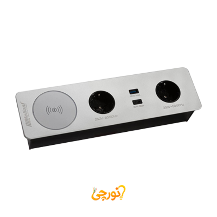 پریز کابینتی توکار ملونی کد 10058 با رنگ بدنه نقره ای