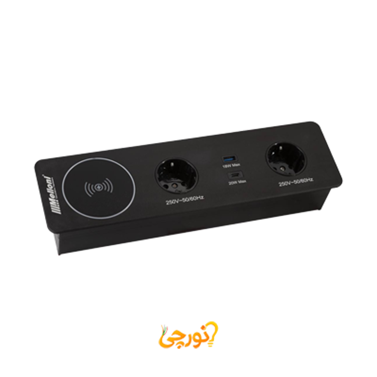 پریز کابینتی توکار ملونی کد 10058 با رنگ بدنه مشکی