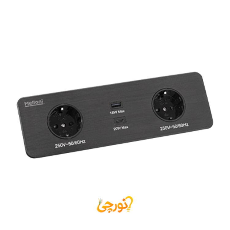 پریز کابینتی توکار ملونی کد 10056 با رنگ بدنه مشکی