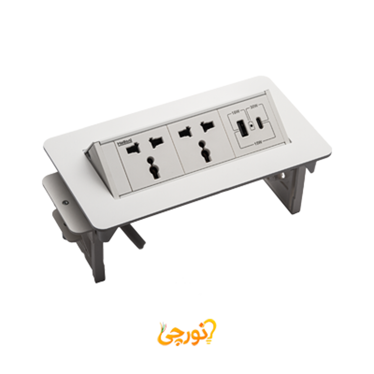 پریز کابینتی توکار ملونی کد 10140 با رنگ بدنه سفید