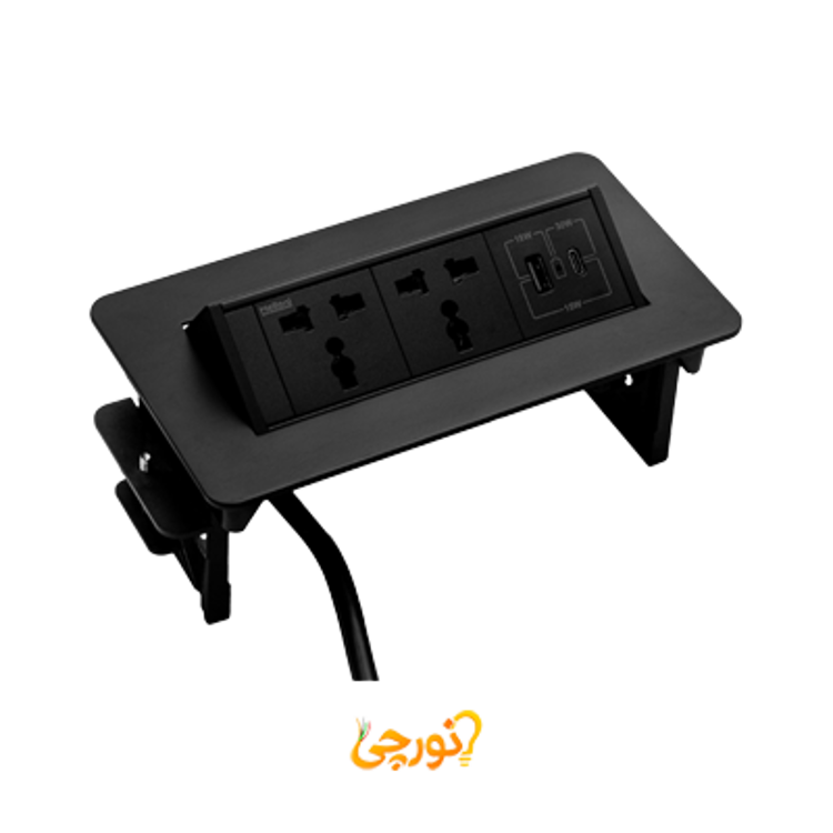 پریز کابینتی توکار ملونی کد 10140 با رنگ بدنه مشکی