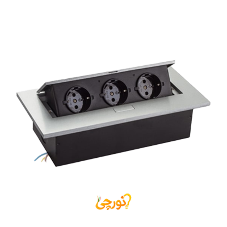 پریز کابینتی توکار ملونی کد 10016 با رنگ بدنه نقره ای
