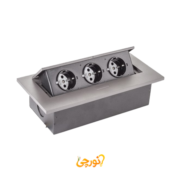 پریز کابینتی توکار ملونی کد 10016 با رنگ بدنه دودی