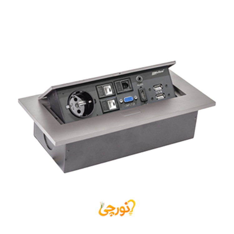 پریز توکار ملونی کد10024 با رنگ بدنه دودی