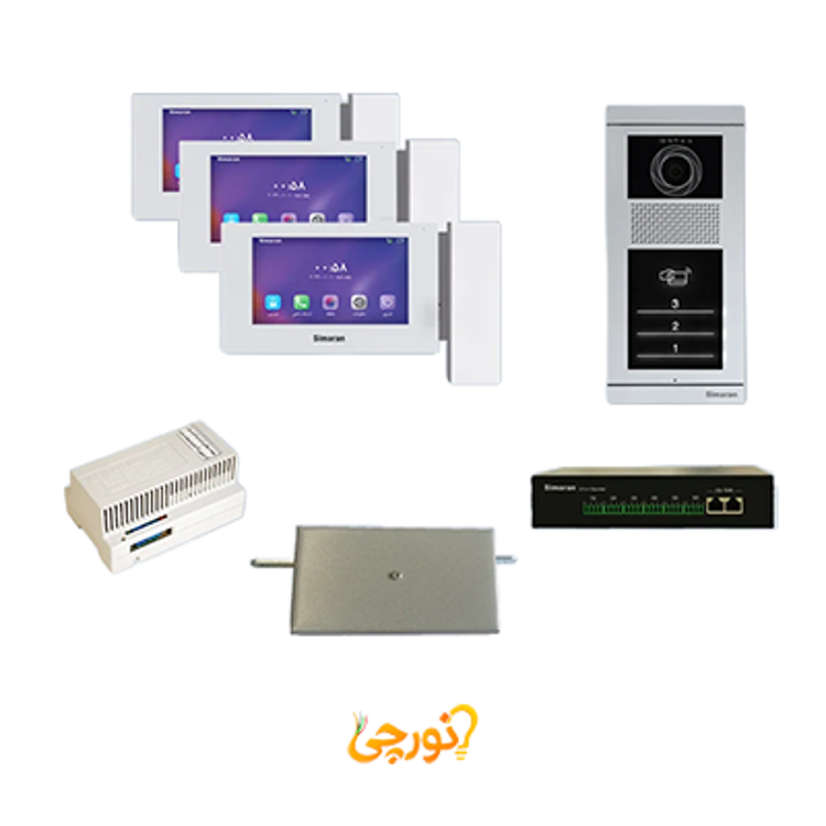 پکیج آیفون تصویری HD با پنل تاچ فرداد 1 تا 4 واحدی 76D سیماران