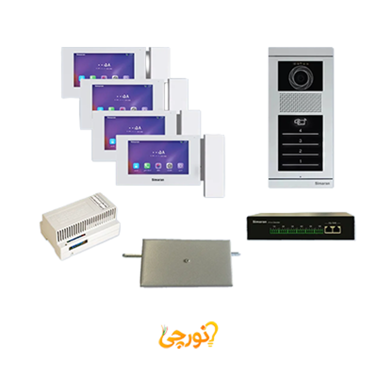 پکیج آیفون تصویری HD با پنل تاچ فرداد 1 تا 4 واحدی 76D سیماران