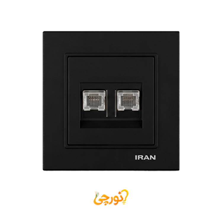 سوکت CAT6 دو قلو ایران الکتریک مدل برلیان مشکی