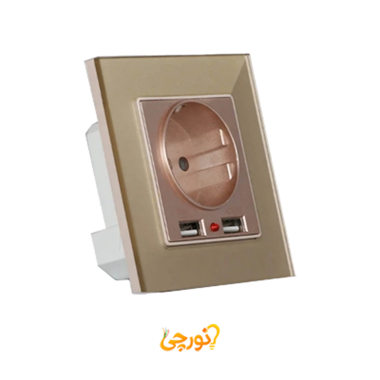 پریز برق USB دار گیلسا بژ نمای کناری
