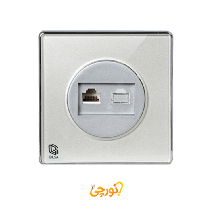 پریز شبکه دو سوکت cat6 مدل eco گیلسا طوسی