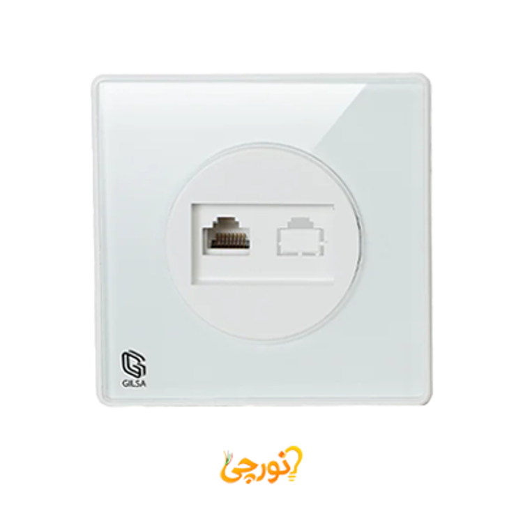 پریز شبکه دو سوکت cat6 مدل eco گیلسا سفید