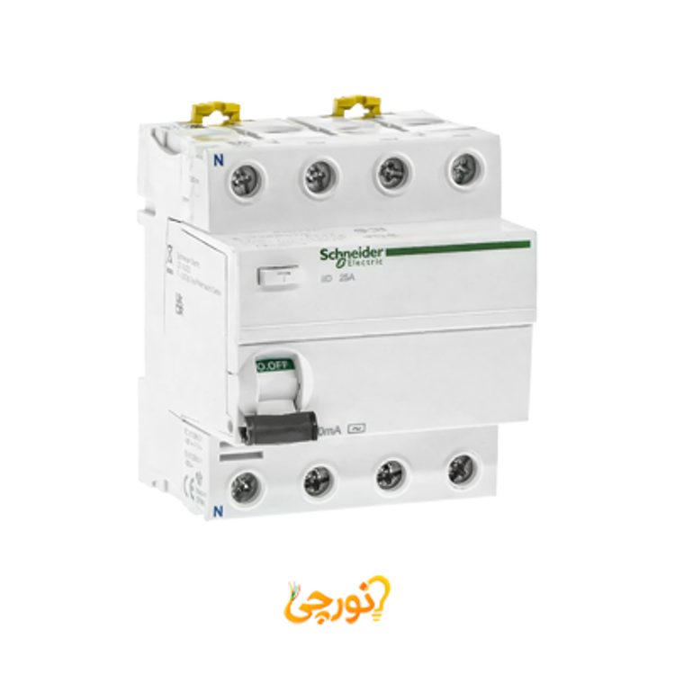 محافظ جان سه فاز 25 آمپر اشنایدر کد فنی A9R71425 نمای سه رخ