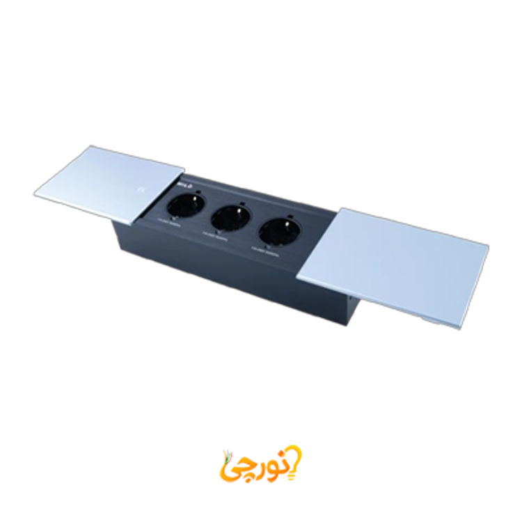 پریز توکار داشبوردی دو طرفه سه سوکت میلو 1035 نقره ای