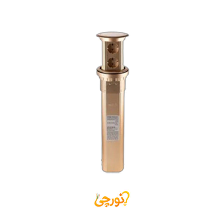 پریز توکار آسانسوری هوشمند میلو 1080 همراه با شارژر بی‌سیم و اسپیکر بلوتوثی طلایی