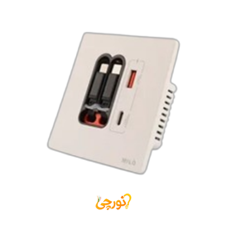 پریز شارژر توکار همراه با کابل جمع‌شو میلو 1068 سفید