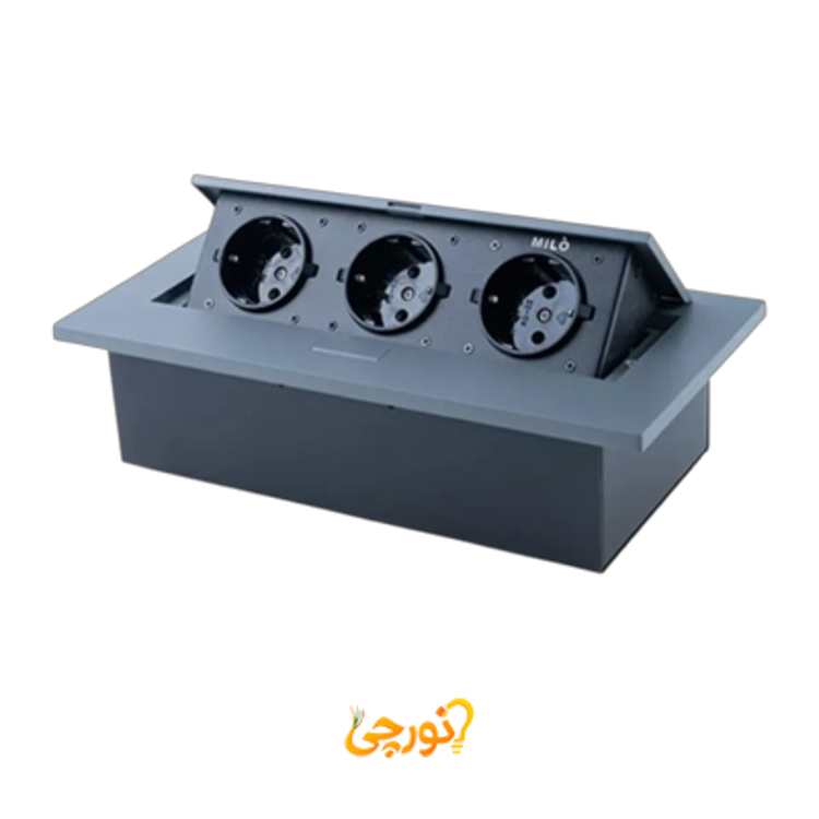 پریز توکار داشبوردی سه سوکت میلو 1010 خاکستری