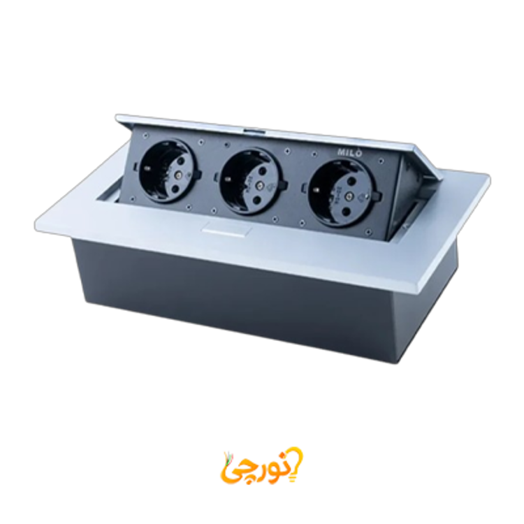 پریز توکار داشبوردی سه سوکت میلو 1010 نقره ای