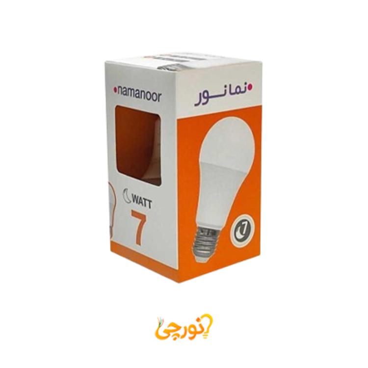 جعبه لامپ LED حبابی 7 وات نمانور