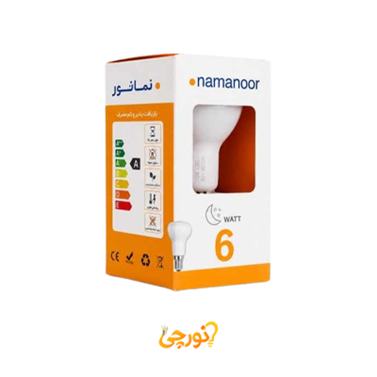 جعبه لامپ LED حبابی 6 وات نمانور مدل R50