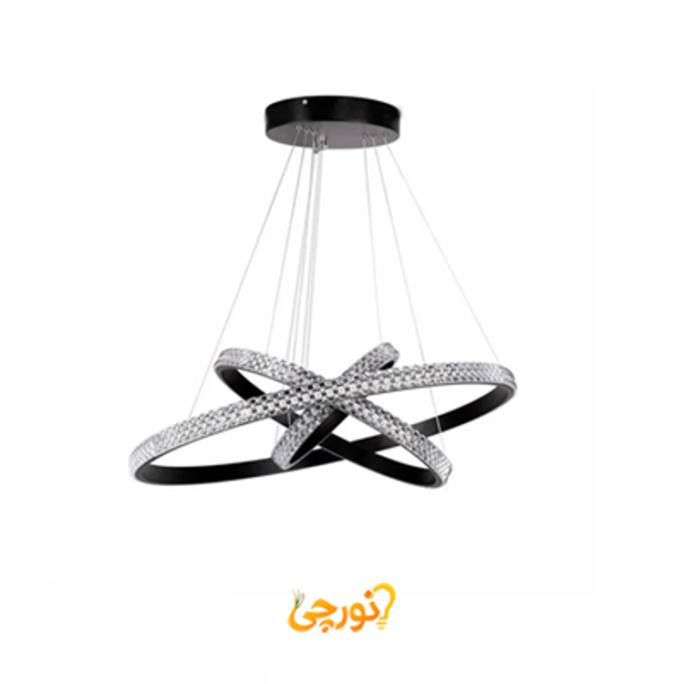 لوستر مدرن اس ام دی SMD خور ریموت دار سه حلقه کریستالی