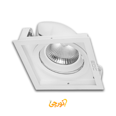 چراغ سقفی توکار گریل تکی بدنه سفید برش 16*16 سانت 32 وات EDC